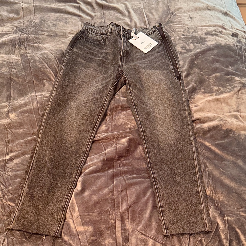 Gray Denim Jeans with side zipper (runs very small - like 23-24)